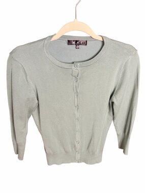 M.A.K. Light Sage Button-Front Cardigan Sweater
